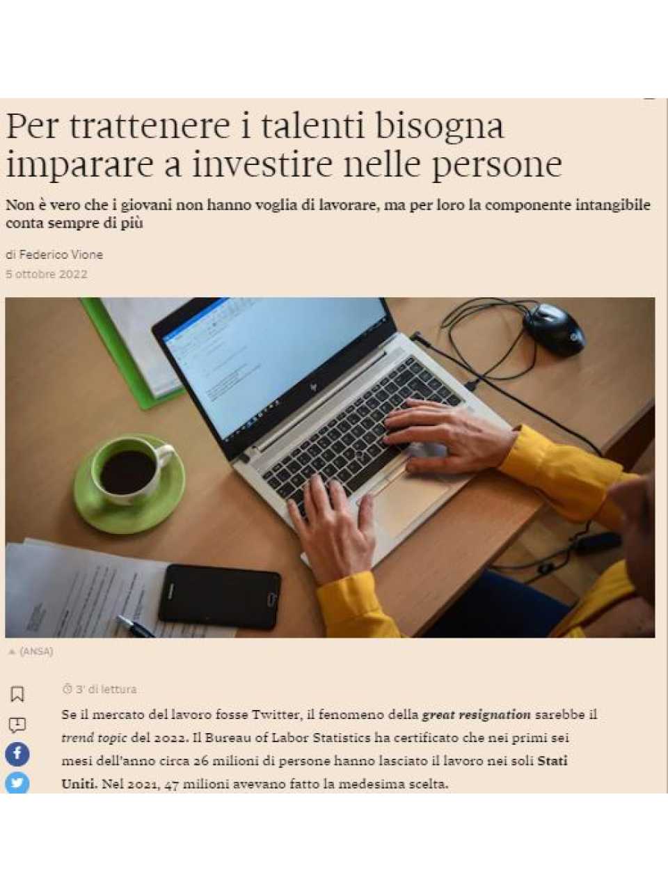 Per trattenere i talenti bisogna imparare a investire nelle persone