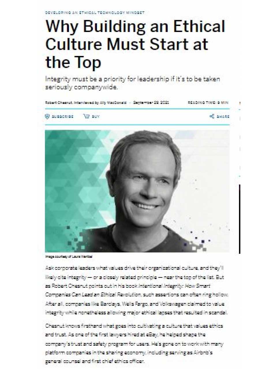 Why building an ethical culture must start at the top