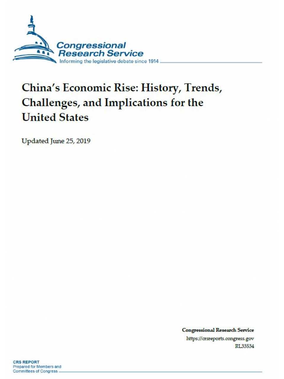 China’s economic rise: history, trends, challenges, and implications for the United States