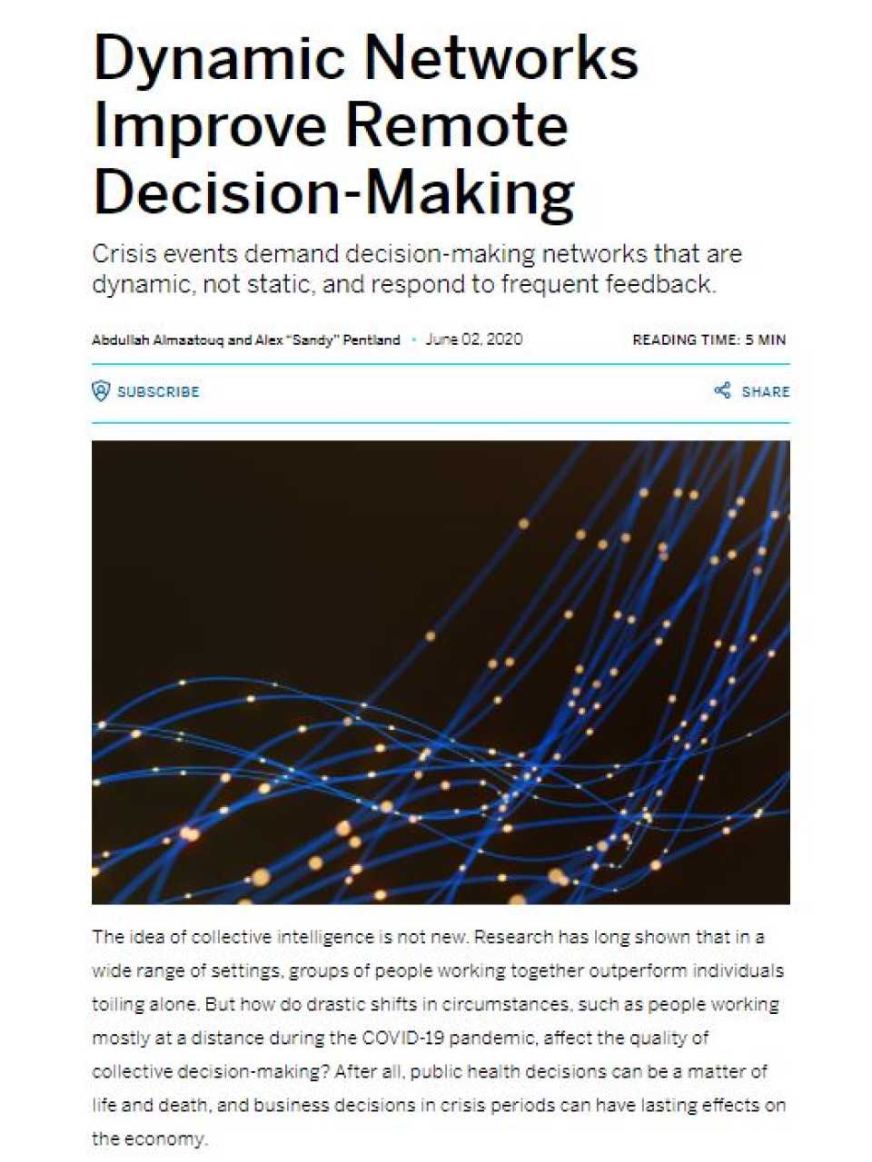 Dynamic networks improve remote decision-making