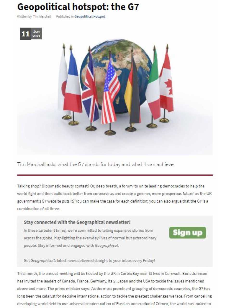 Geopolitical hotspot: the G7