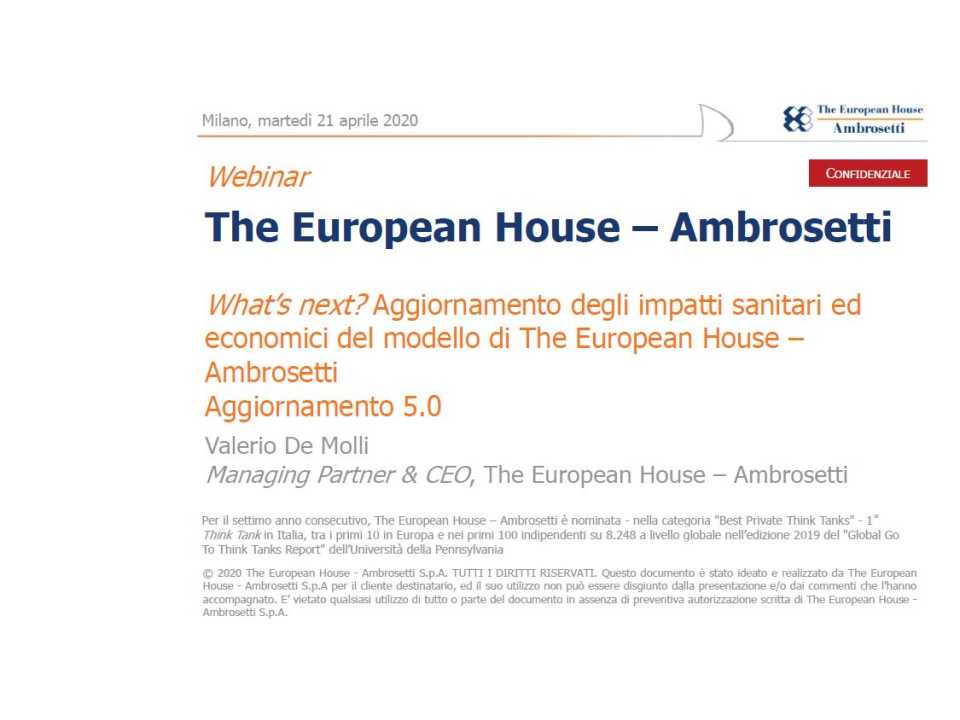 What's next? Aggiornamento degli impatti sanitari ed economici del modello di The European House - Ambrosetti. Aggiornamento 5.0