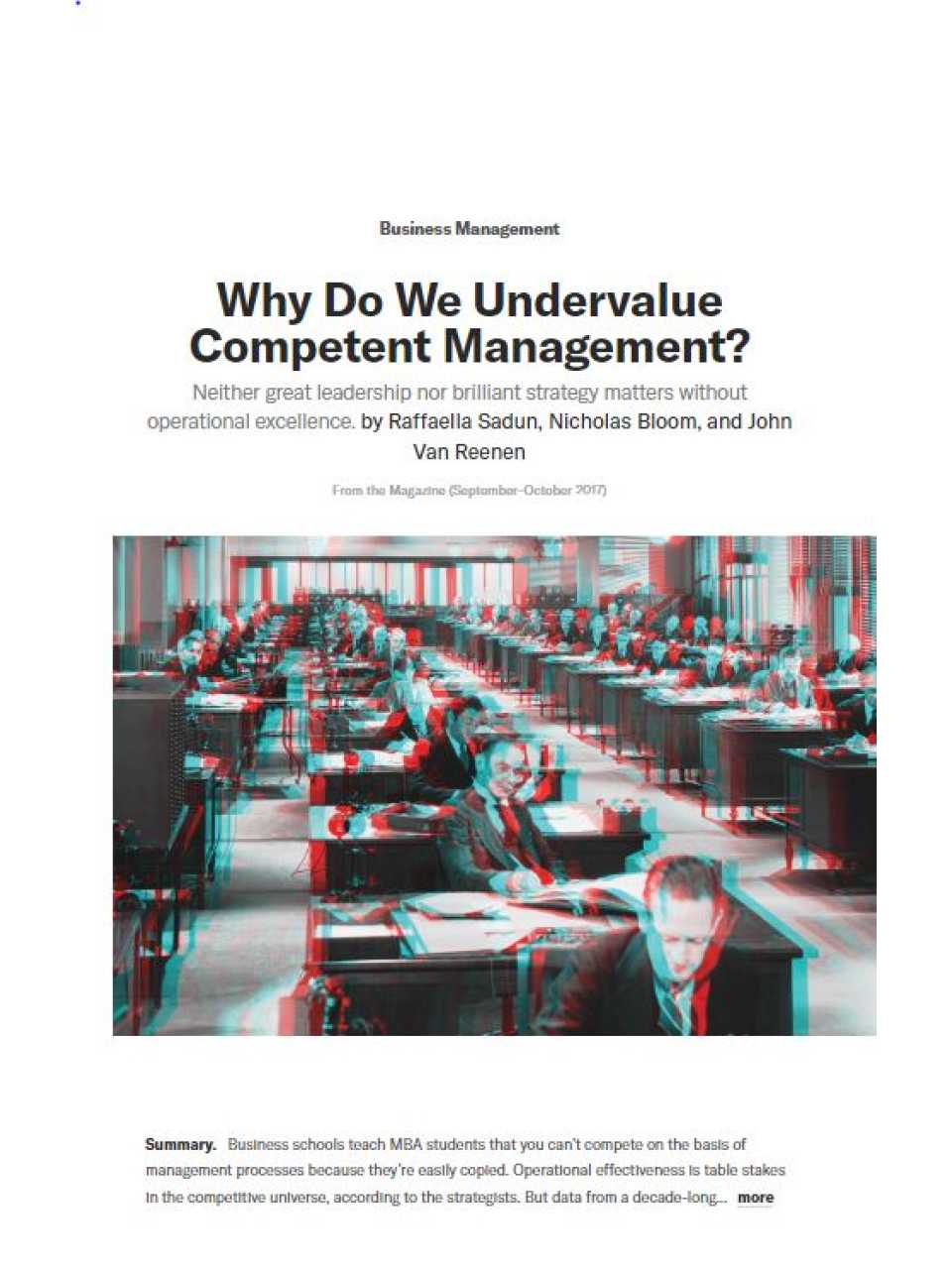 Why do we undervalue competent management?