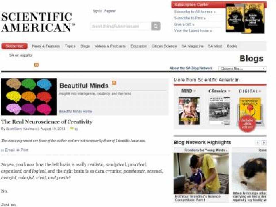 The real neuroscience of creativity