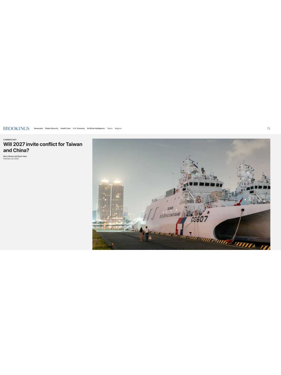 Will 2027 invite conflict for Taiwan and China?