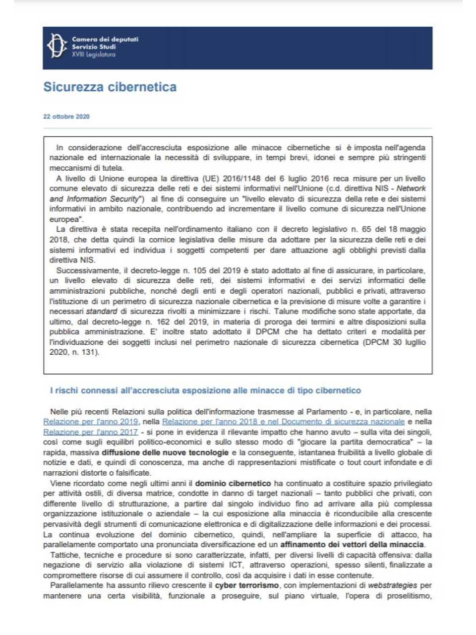 Sicurezza cibernetica