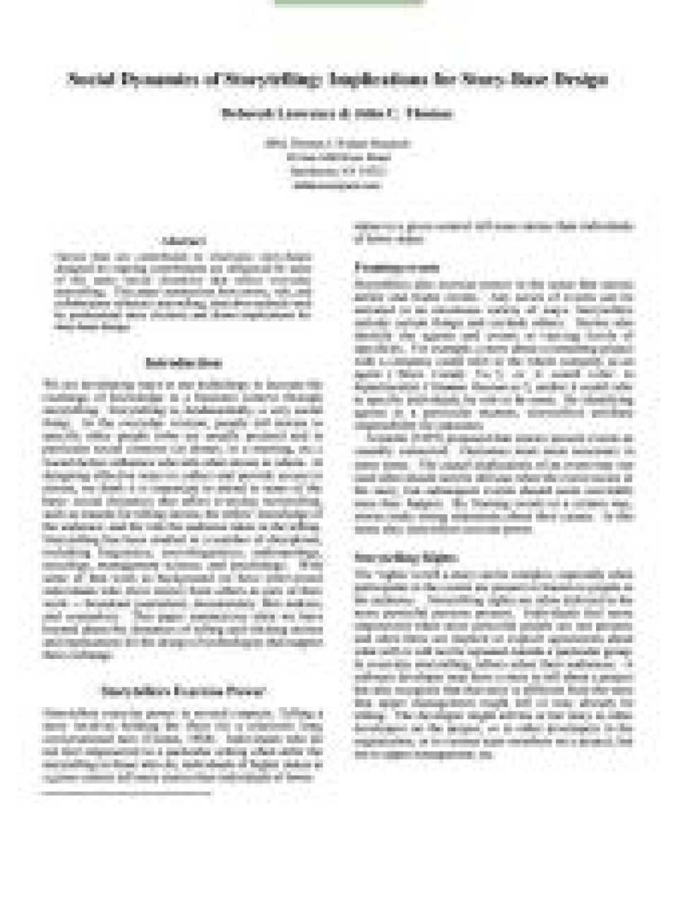 Social dynamics of storytelling: implications for story-base design