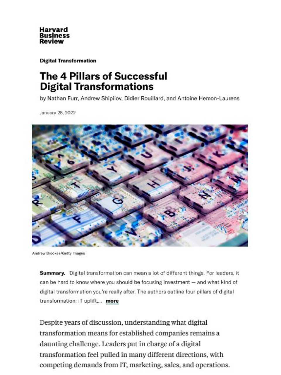 The 4 pillars of successful digital transformations