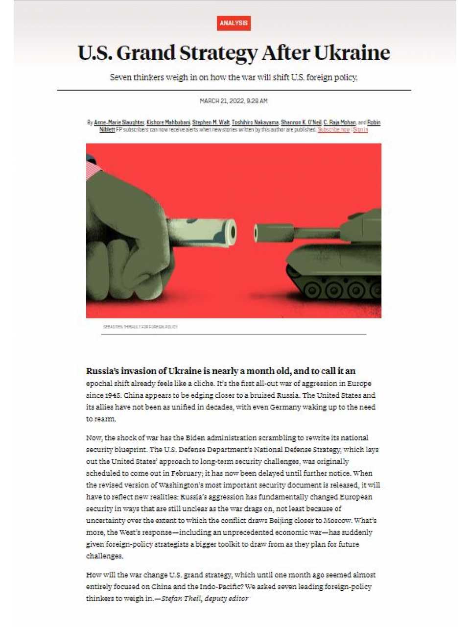 U.S. Grand strategy after Ukraine